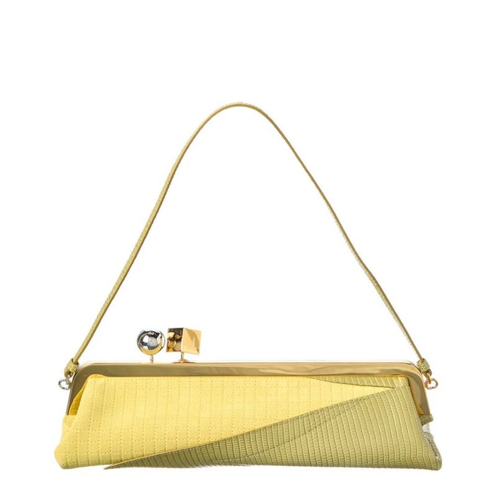 Jacquemus Salon Mais Suede & Leather Clutch, Yellow